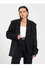 131046 Oversize Kolları Pileli Ceket