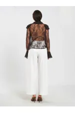 080791 Ruffle Detail Lace Blouse