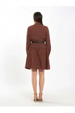 111703 Belted Ruffled Asymmetrical Dress