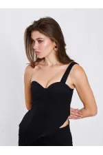 071781 Tek Omzu Askılı Asimetrik Bluz