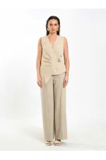 071892 Tokalı V Yaka Asimetrik Bluz