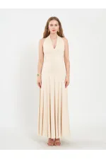 111684 Sırt Dekolteli Midi Elbise