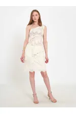 071920 Lace-Look One-Shoulder Asymmetrical Blouse