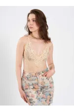 071914 Lace Back Cross Strap Bodysuit
