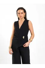 071892 Chemisier asymétrique à col en V et boucle