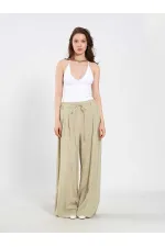 031678 Elastic Waist Detail Belted Trousers