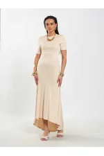 111693 Crew Neck Short Sleeve Basic Dress