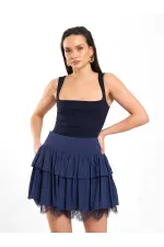 041180 Dantel Detaylı Kloş Etek