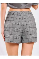 010805 Mini Ekoseli Şort