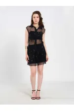 080821 Sleeveless Sequined Embellished Shirt 080821 Sleeveless Sequined Embellished Shirt