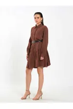 111703 Belted Ruffled Asymmetrical Dress