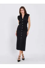 111636 Omzu Apoletli Örme Elbise