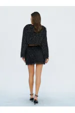 041118 Saçaklı Mini Etek