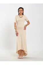 111693 Crew Neck Short Sleeve Basic Dress