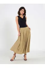 041188 Arkası Lastikli Kloş Midi  Etek