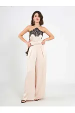 031649 Wide Pleated Satin Trousers