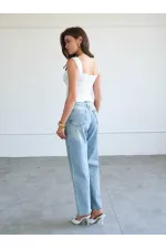 031666 Düz Paça Orta Bel Jeans