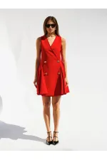 111611 Sleeveless Mini Button Detail Dress