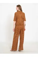 031669 Lace-Look Lined Trousers with Tie Waist