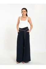 031641 Double Pleated Trousers with Trim