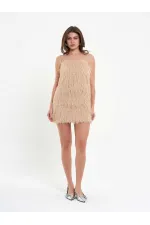 111658 Saçaklı Mini  Elbise