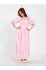 Robe en coton à manches ballon 111736 Robe en coton à manches ballon 111736