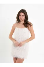 111658 Saçaklı Mini  Elbise