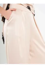 031649 Wide Pleated Satin Trousers