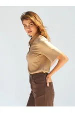 071824 Vatkalı Polo Yaka Bluz