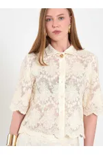080818 Square Cut Lace-Look Shirt