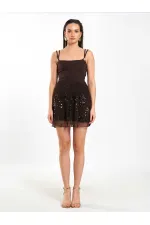 041183 Elastic Waist Sequin Skirt