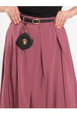 041164 A Pileli Kemerli Midi Etek