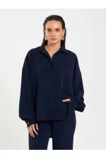 Chemise basique à patte de boutonnage cachée 080802