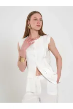 120732 Vest with Ruffled Hem