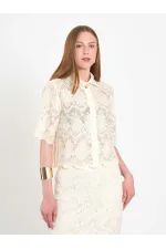 080818 Square Cut Lace-Look Shirt