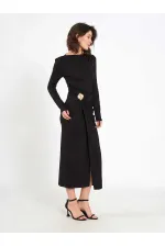 111699 Front Draped Midi Dress