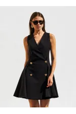 111611 Sleeveless Mini Button Detail Dress