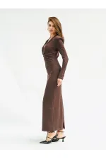 111632 Önü V Yaka Vatkalı Elbise