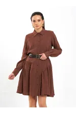 111703 Belted Ruffled Asymmetrical Dress