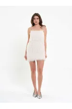 111658 Saçaklı Mini  Elbise