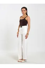 031653 Straight Cut Trousers with Belt Detail