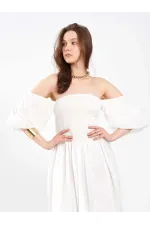 Robe en coton à manches ballon 111736 Robe en coton à manches ballon 111736