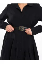 111703 Belted Ruffled Asymmetrical Dress