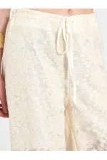 031669 Lace-Look Lined Trousers with Tie Waist