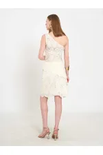 071920 Lace-Look One-Shoulder Asymmetrical Blouse