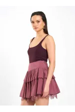 Jupe évasée à détails en dentelle 041180