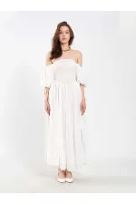 Robe en coton à manches ballon 111736 Robe en coton à manches ballon 111736