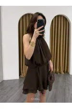 071927 Sleeveless Blouse with Rose Buckle Neckline