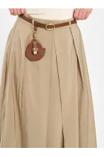 041164 A Pileli Kemerli Midi Etek