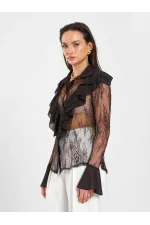 080791 Ruffle Detail Lace Blouse